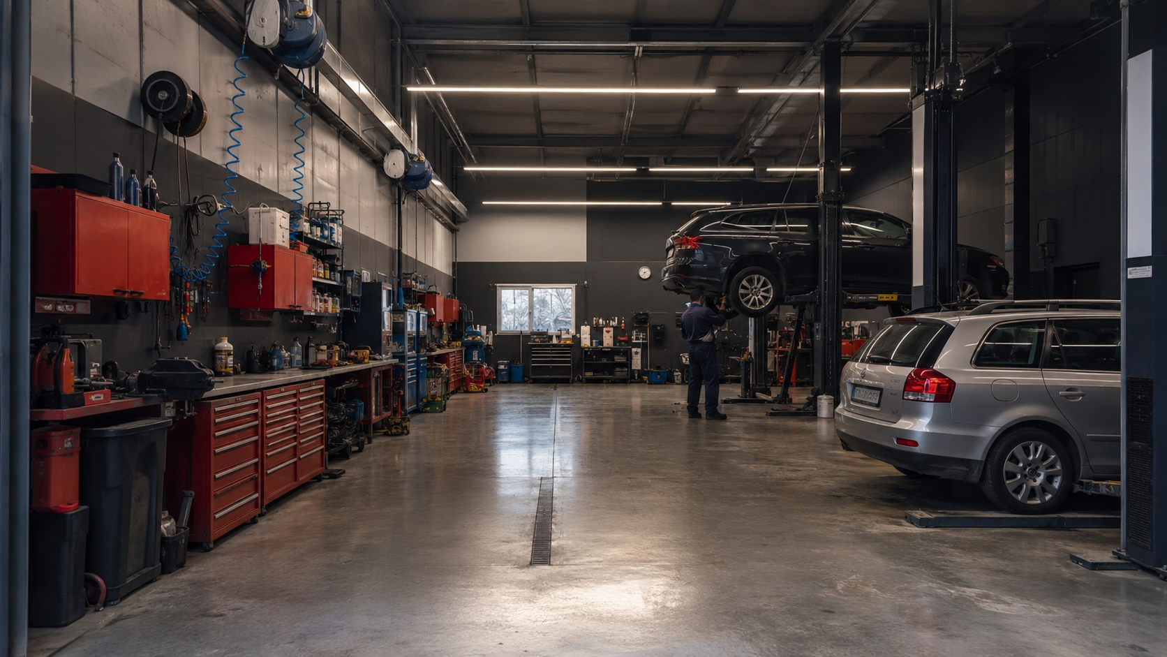 Pohled do dílny autoservisu AUTOPNEUM